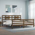 vidaXL Sängram med huvudgavel honungsbrun 200x200 cm massivt trä 3194464