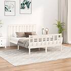 vidaXL Sängynrunko med huvudgavel vit 140x200 cm massiv furu 3188207