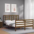 vidaXL Bed Frame med huvudgavel honungsbrun 140x200 cm massivt trä 3194704