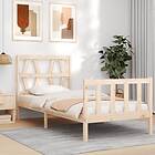 vidaXL Bed Frame med huvudgavel 90x200 cm massivt trä 3192476