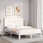 vidaXL Bed Frame med huvudgavel vit 120x200 cm massivt trä 3193657