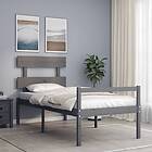 vidaXL Bed Frame med huvudgavel grå 100x200 cm massivt trä 3195343