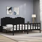 vidaXL Bed Frame med huvudgavel svart 200x200 cm massivt trä 3192320