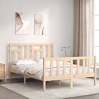 vidaXL Bed Frame med huvudgavel 140x190 cm massivt trä 3193121