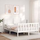 vidaXL Bed Frame med huvudgavel vit 140x200 cm massivt trä 3192947