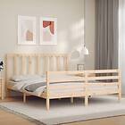vidaXL Sängynrunko med huvudgavel 5FT King Size massivt trä 3193861