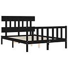 vidaXL Bed Frame med huvudgavel svart 140x190 cm massivt trä 3193320