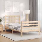 vidaXL Bed Frame med huvudgavel enkelsäng massivt trä 3193886