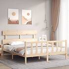 vidaXL Bed Frame med huvudgavel 160x200 cm massivt trä 3193281