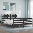vidaXL Sängynrunko med huvudgavel svart 5FT King Size massivt trä 3194450
