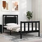 vidaXL Bed Frame med sänggavel svart 2FT6 Small enkel massivt trä 3192130