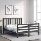 vidaXL Bed Frame med huvudgavel grå 4FT6 dubbel massivt trä 3193768