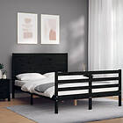 vidaXL cadre de lit med huvudgavel svart 120x200 cm massivt trä 3194635
