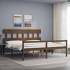 vidaXL Bed Frame med huvudgavel honungsbrun 200x200 cm massivt trä 3195439