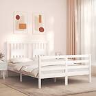 vidaXL Bed Frame med huvudgavel vit 120x200 cm massivt trä 3194567