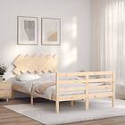 vidaXL Bed Frame med huvudgavel 4FT6 dubbel massivt trä 3195261