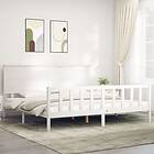 vidaXL Bed Frame med huvudgavel vit 200x200 cm massivt trä 3193422