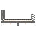vidaXL Sängynrunko med huvudgavel grå 5FT King Size massivt trä 3194578