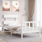 vidaXL Bed Frame med huvudgavel vit 100x200 cm massivt trä 3193262