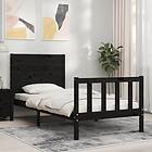 vidaXL Bed Frame med sänggavel svart 2FT6 Small enkel massivt trä 3192715