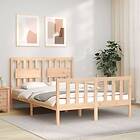 vidaXL Bed Frame med huvudgavel 4FT6 dubbel massivt trä 3192401