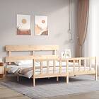 vidaXL Bed Frame med huvudgavel 200x200 cm massivt trä 3193291