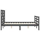 vidaXL Sängynrunko med huvudgavel grå 140x190 cm massivt trä 3194878
