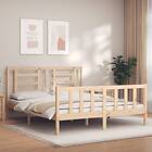 vidaXL Bed Frame med huvudgavel 5FT King Size massivt trä 3192886