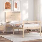 vidaXL Bed Frame med sänggavel 2FT6 Small enkel massivt trä 3195441