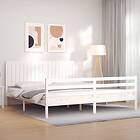 vidaXL Bed Frame med huvudgavel vit 200x200 cm massivt trä 3194787