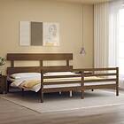 vidaXL Bed Frame med huvudgavel honungsbrun 200x200 cm massivt trä 3195114