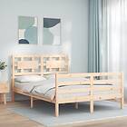 vidaXL Bed Frame med huvudgavel dubbelsäng massivt trä 3194411