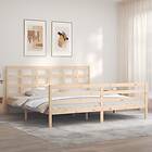 vidaXL Bed Frame med huvudgavel massivt trä 3194001