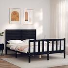 vidaXL Bed Frame med huvudgavel svart 120x200 cm massivt trä 3193205