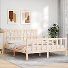 vidaXL Sängynrunko med huvudgavel 5FT King Size massivt trä 3192496
