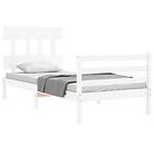 vidaXL Bed Frame med huvudgavel vit 100x200 cm massivt trä 3195147