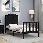 vidaXL Bed Frame med sänggavel svart 2FT6 Small enkel massivt trä 3192260