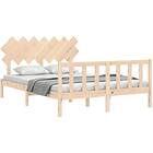 vidaXL Bed Frame med huvudgavel 140x190 cm massivt trä 3193446