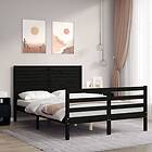 vidaXL Sängynrunko med huvudgavel svart 140x200 cm massivt trä 3195030