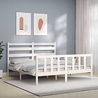 vidaXL Bed Frame med huvudgavel vit 160x200 cm massivt trä 3192047