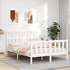 vidaXL Bed Frame med huvudgavel vit 140x190 cm massivt trä 3192472