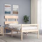 vidaXL Bed Frame med huvudgavel enkelsäng massivt trä 3195316