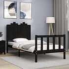 vidaXL Sängram med sänggavel svart 90x190 cm massivt trä 3192265