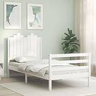 vidaXL Bed Frame med huvudgavel vit enkelsäng massivt trä 3194147