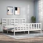 vidaXL Bed Frame med huvudgavel vit 200x200 cm massivt trä 3191992