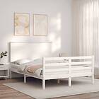 vidaXL Bed Frame med huvudgavel vit 140x200 cm massivt trä 3195222