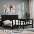 vidaXL Sängynrunko med huvudgavel svart 5FT King Size massivt trä 3192630