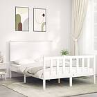 vidaXL Bed Frame med huvudgavel vit 140x200 cm massivt trä 3193402