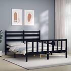 vidaXL Bed Frame med huvudgavel svart 5FT King Size massivt trä 3192045