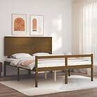 vidaXL Bed Frame med huvudgavel honungsbrun King Size massivt trä 3195489